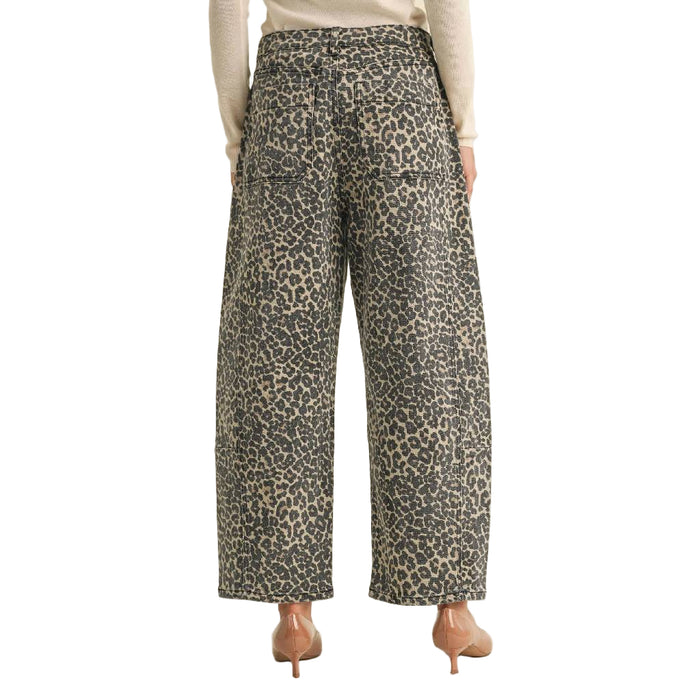 Leopard Printed Barrel Pants