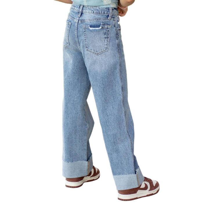 KanCan Girl's High Rise Cropped Wide Leg Jean