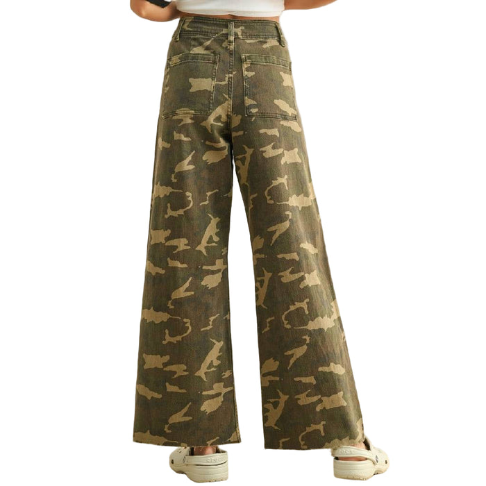 Camouflage Print Stretch Pants