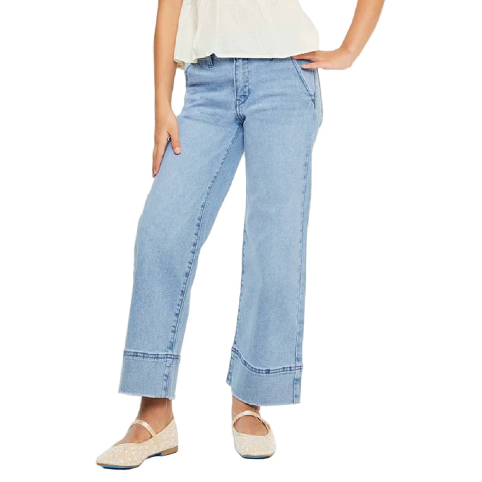 KanCan Girl's High Rise Cropped Wide Leg Jean