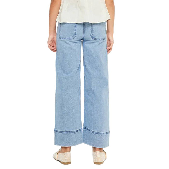 KanCan Girl's High Rise Cropped Wide Leg Jean