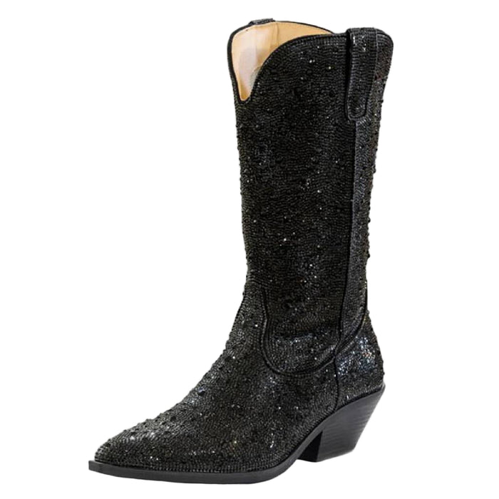 Roper Women's Faux Leather Black Crystal Boot