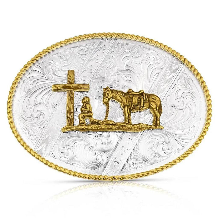 Montana Silversmiths Oval Striped Western Christian Cowboy Buckle ACCESSORIES - Additional Accessories - Buckles Montana Silversmiths
