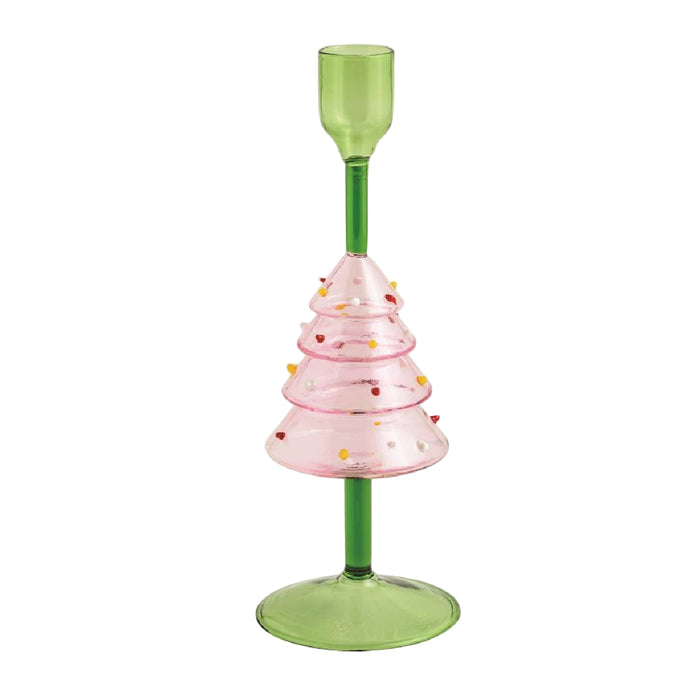 Mud Pie Christmas Tree Glass Taper Holder