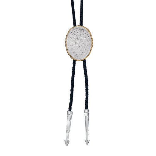 Montana Silversmiths Engraved Silver Oval Bolo Tie ACCESSORIES - MISC. ACCESSORIES Montana Silversmiths