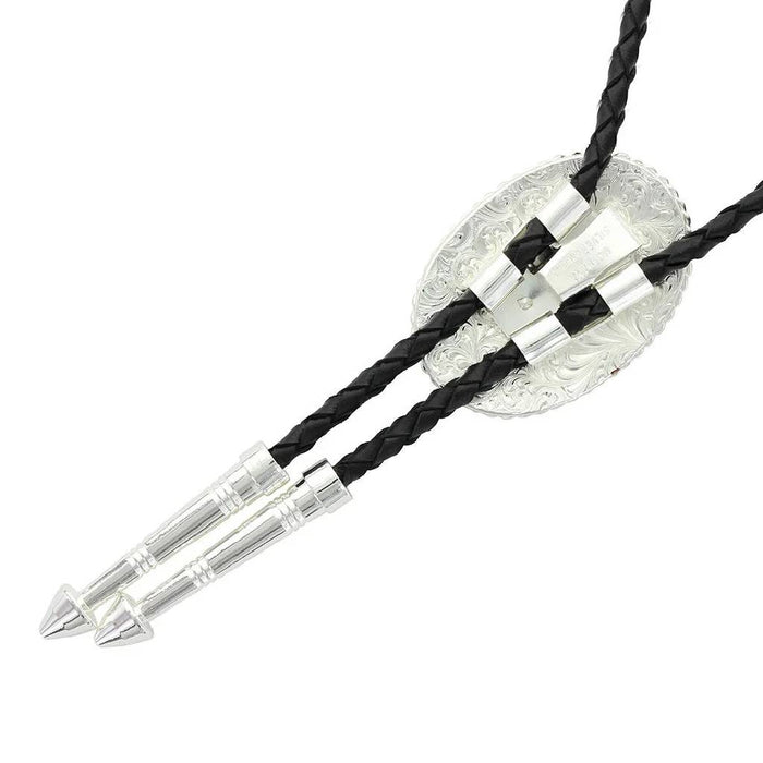 Montana Silversmiths Engraved Silver Oval Bolo Tie ACCESSORIES - MISC. ACCESSORIES Montana Silversmiths