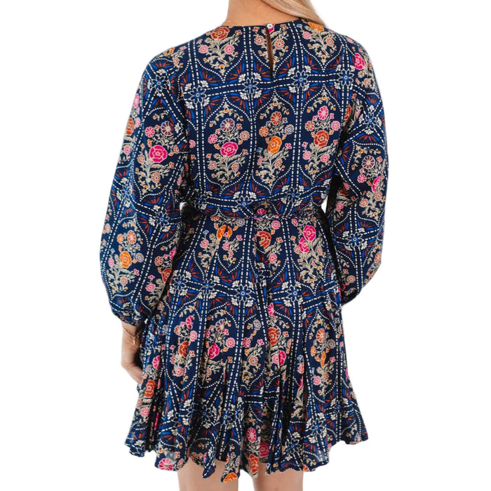 Torian Navy Floral Rope Dress