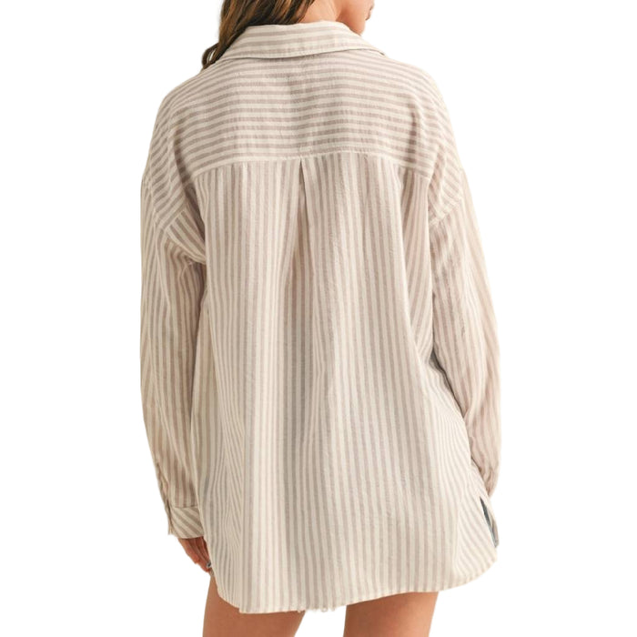 Striped Pattern Button Down Top