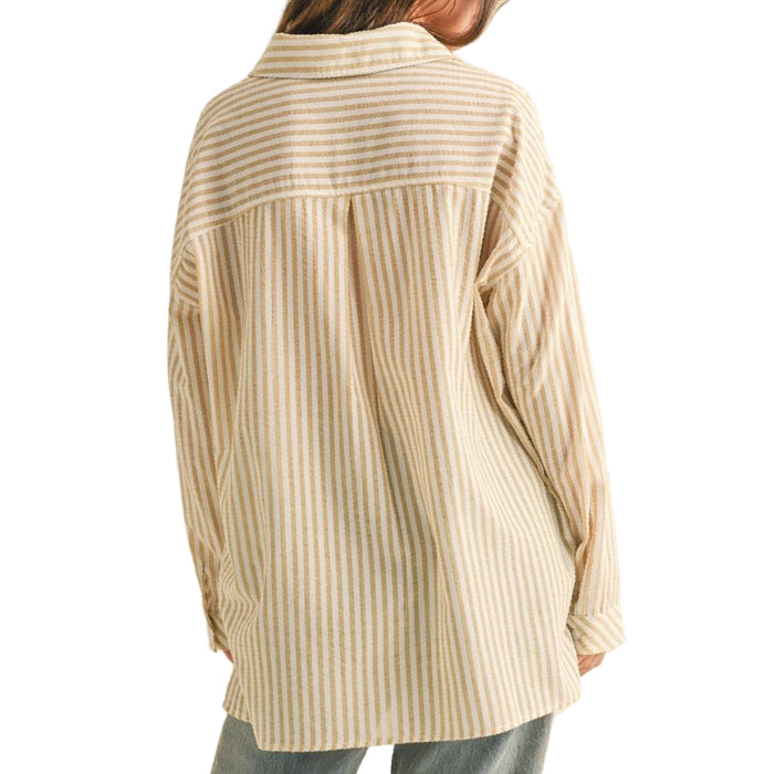 Striped Pattern Button Down Top