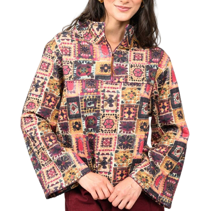 Ivy Jane Patchwork 1/4 Zip Terry Pullover