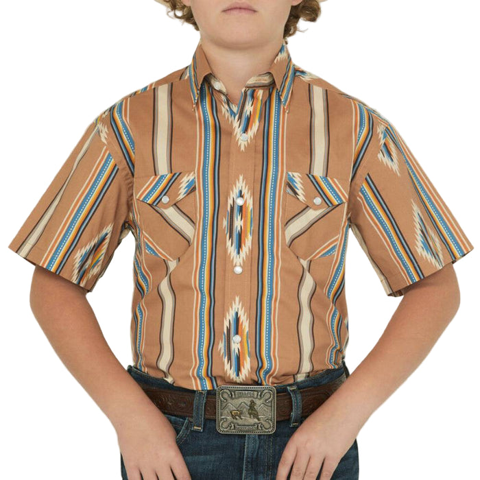 Panhandle Slim Boy's Western Camel Southwest Print Snap Shirt - FINAL SALE - Size 2X*