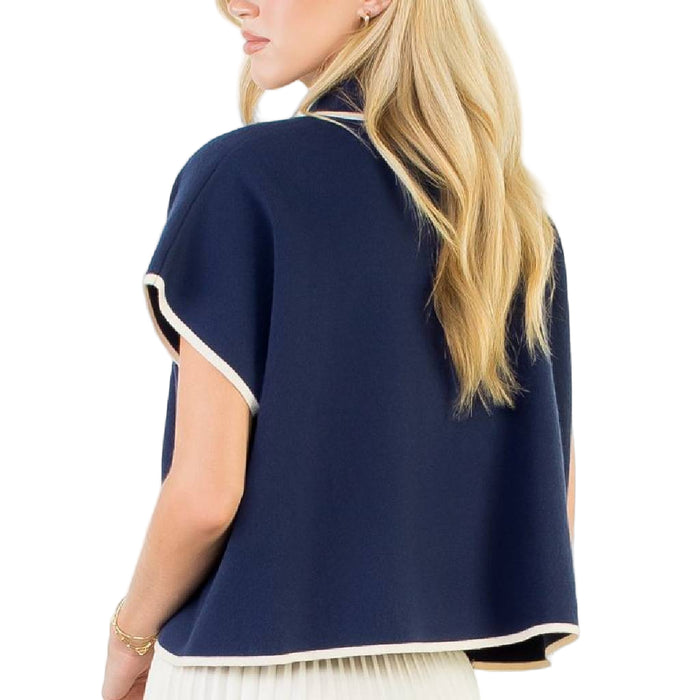 Collared Navy Top