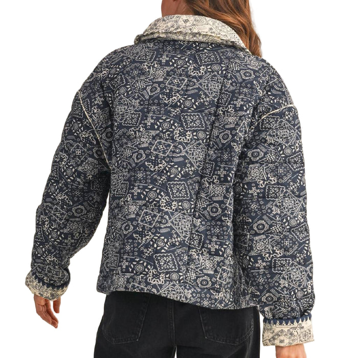 Quilted Navy Bandana Jacket