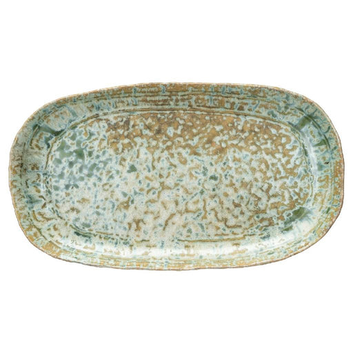 Green Stoneware Platter HOME & GIFTS - Tabletop + Kitchen - Serveware & Utensils Creative Co-Op