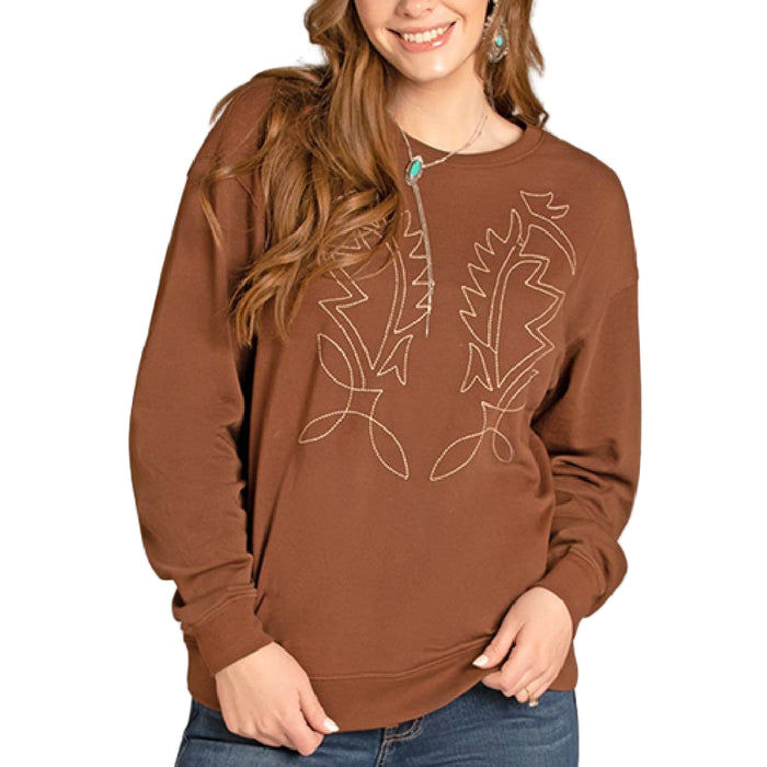 Rock & Roll Denim Women's Boot Stitch Embroidered Sweatshirt WOMEN - Clothing - Pullovers & Hoodies Panhandle