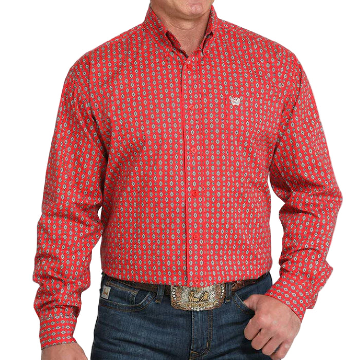 Cinch Men's Medallion Red Button Down Shirt