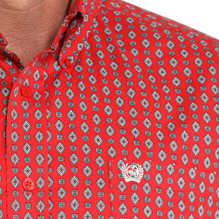 Cinch Men's Medallion Red Button Down Shirt