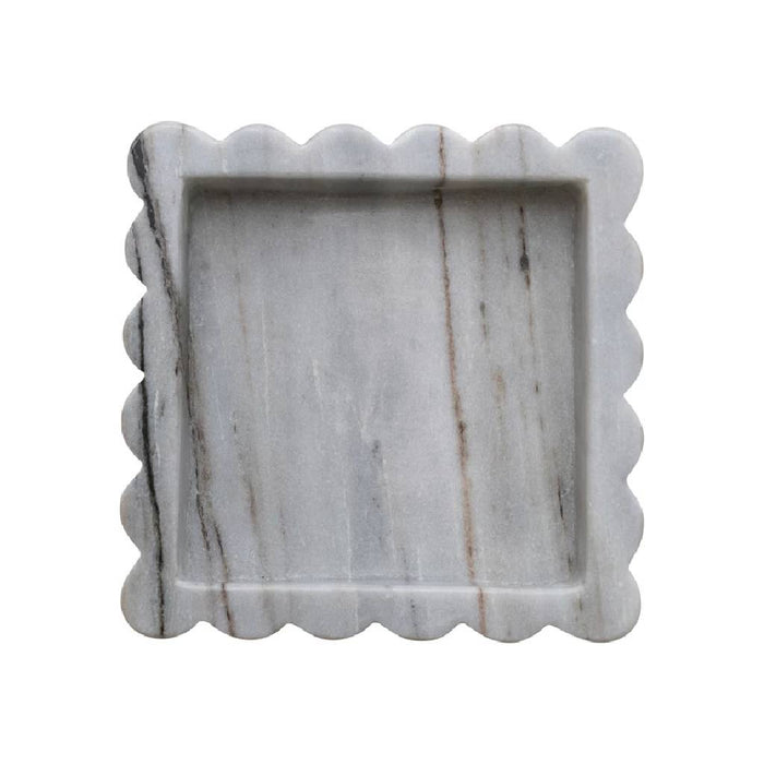 Marble Scalloped Tray Grey Melange
