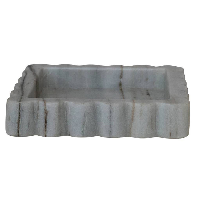 Marble Scalloped Tray Grey Melange