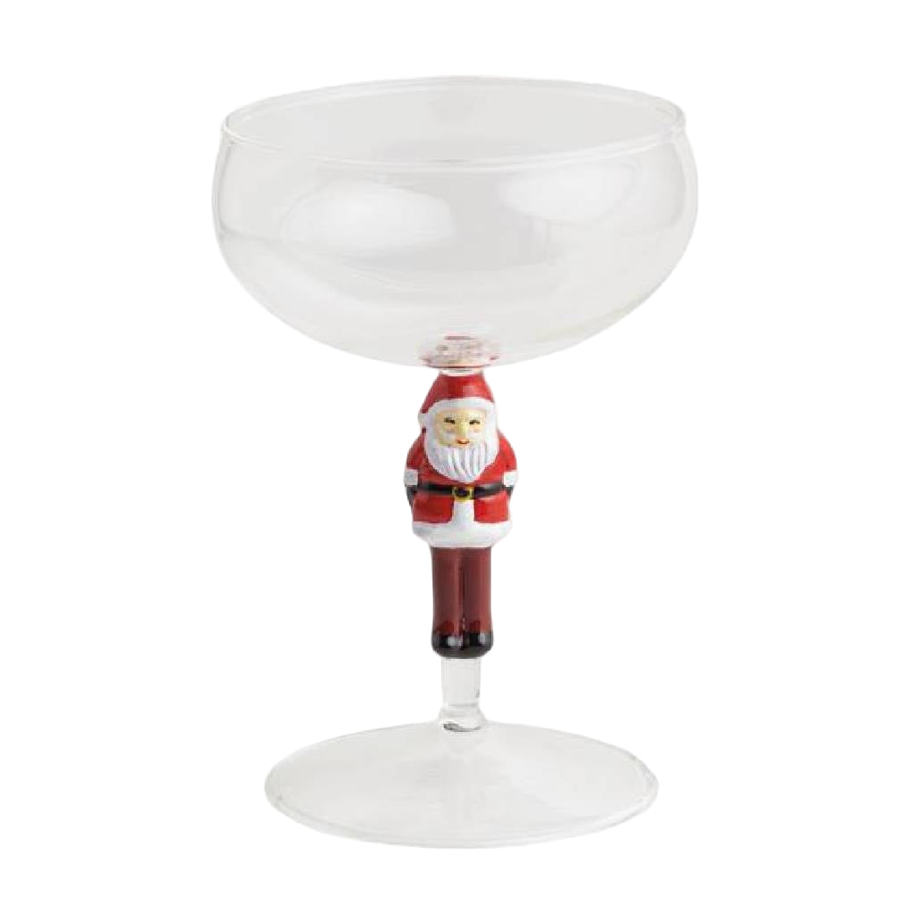 Mud Pie Santa Coupe Glass HOME & GIFTS - Tabletop + Kitchen - Drinkware + Glassware Mud Pie