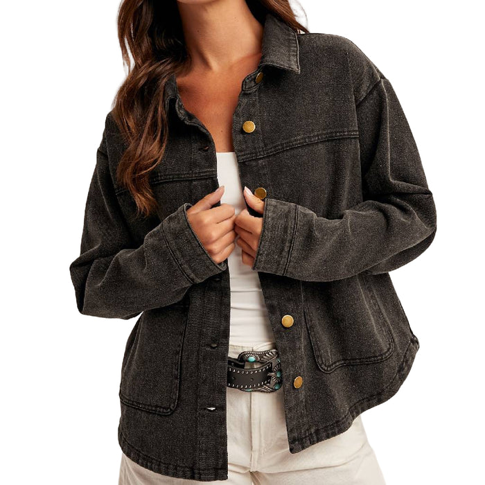 Distressed Black Wash Canvas Jacket