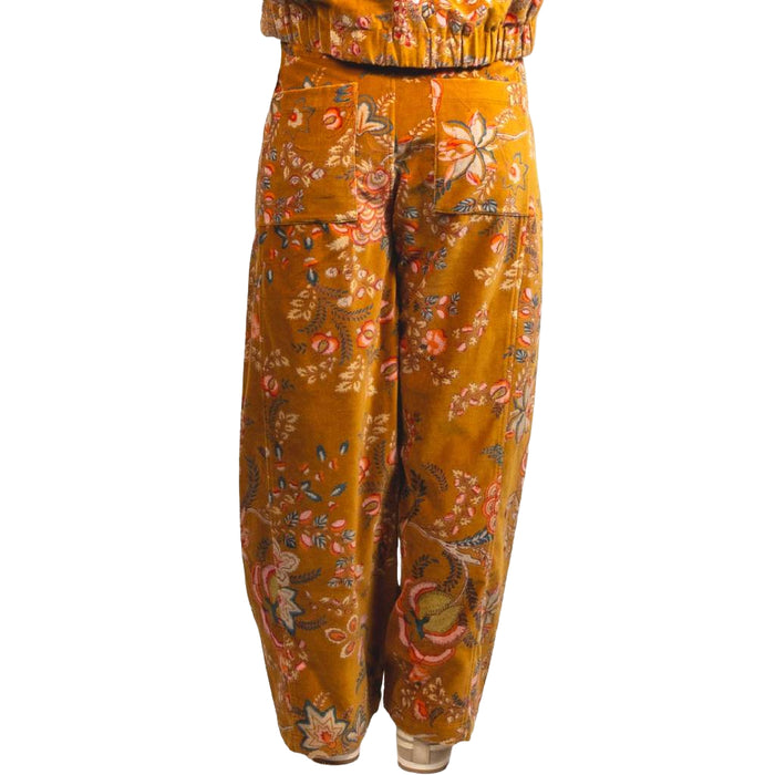 Ivy Jane Gold Floral Barrel Pants