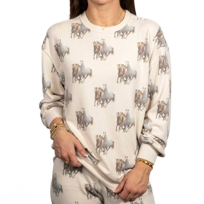 Cozy Oversized Horse Print Top