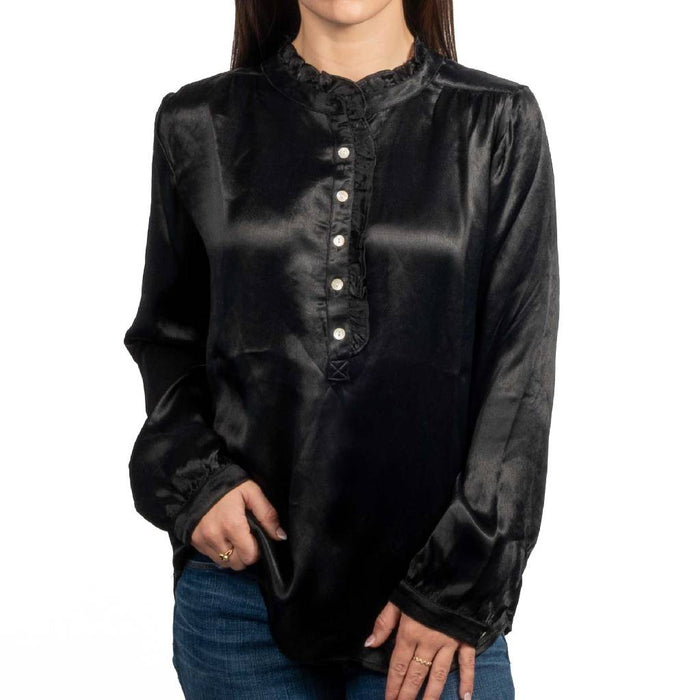 Dylan Ruffle Up Black Blouse