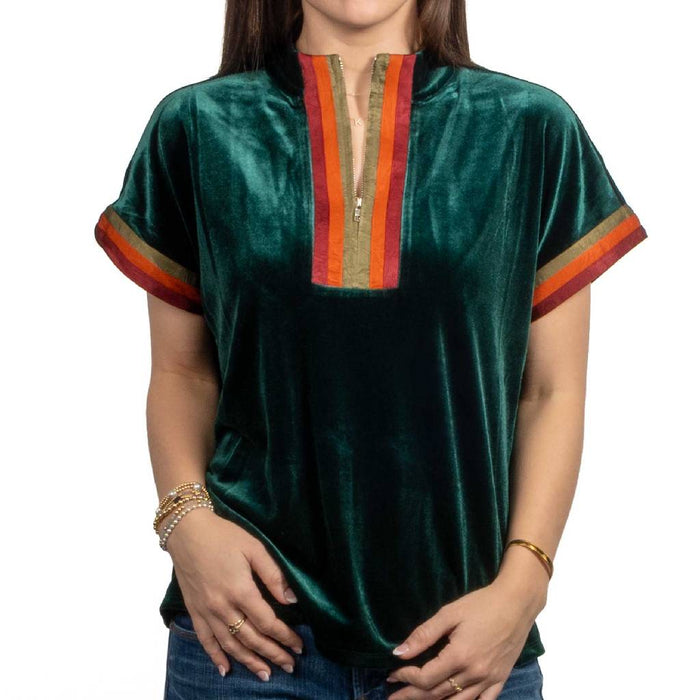 Green Contrast Trim Top