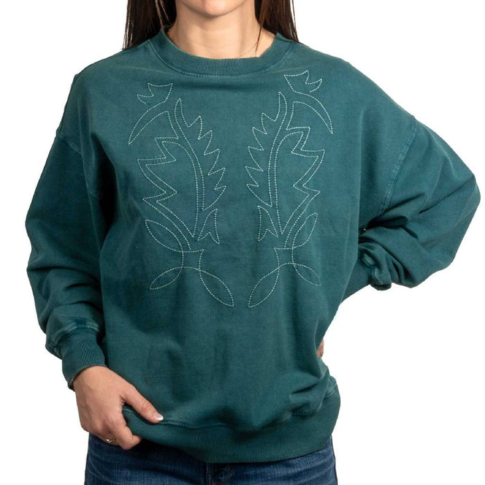 Rock & Roll Denim Women's Boot Stitch Embroidered Sweatshirt