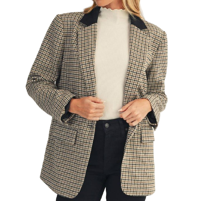 Suede Contrast Plaid Jacket