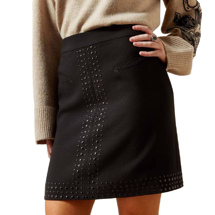 Ariat Women's After Party Black Gunmetal Studded Mini Skirt