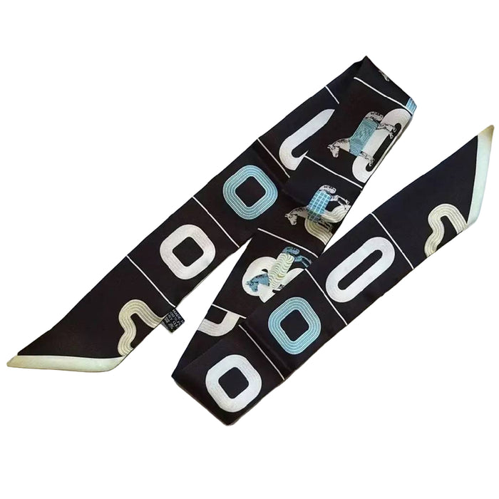 Black Geometric Horse Print Twilly