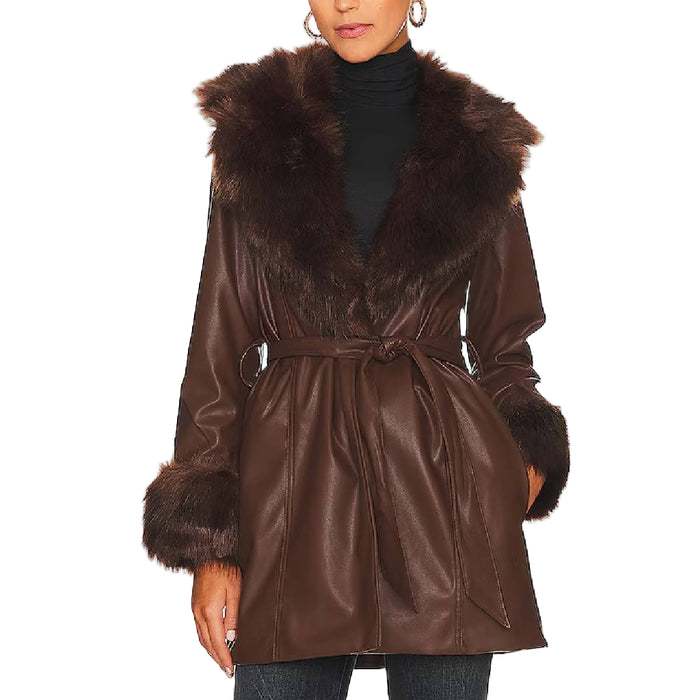 Show Me Your Mumu Penny Lane Cocoa Faux Leather Coat