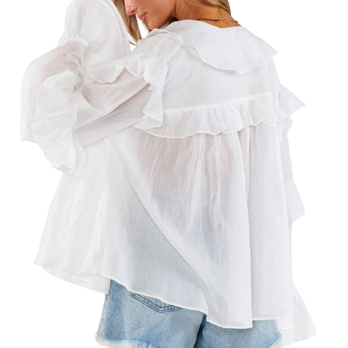 Show Me Your Mumu Joss Ruffle White Voile Top