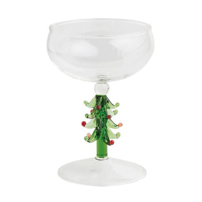 Mud Pie Green Tree Coupe Glass