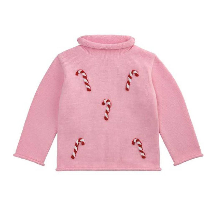 Mud Pie Girl's Candycane Rollneck Pink Sweater
