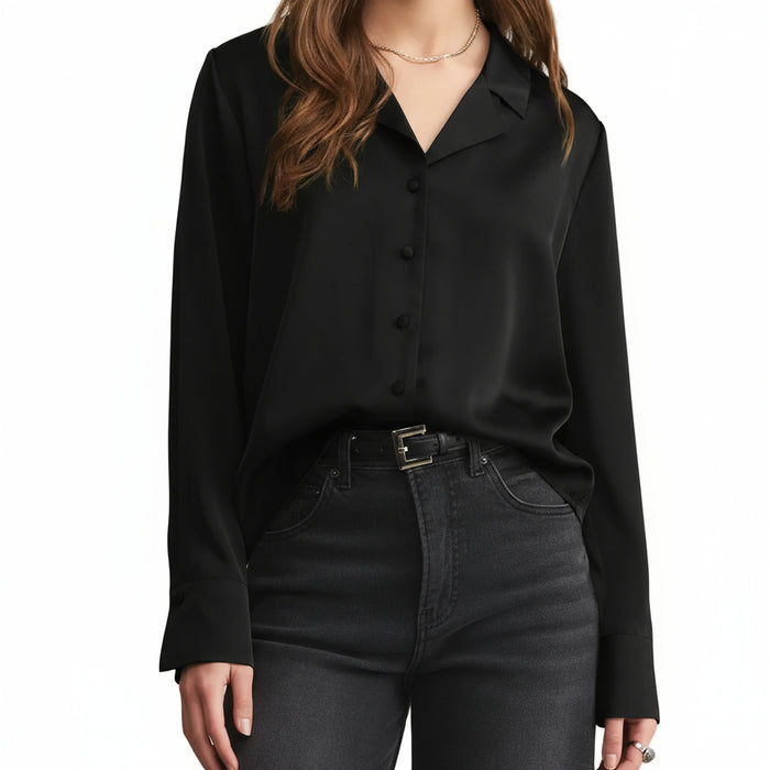 Z Supply Ana Black Satin Top