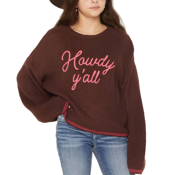 Rock & Roll Denim Girl's Howdy Chocolate Sweater