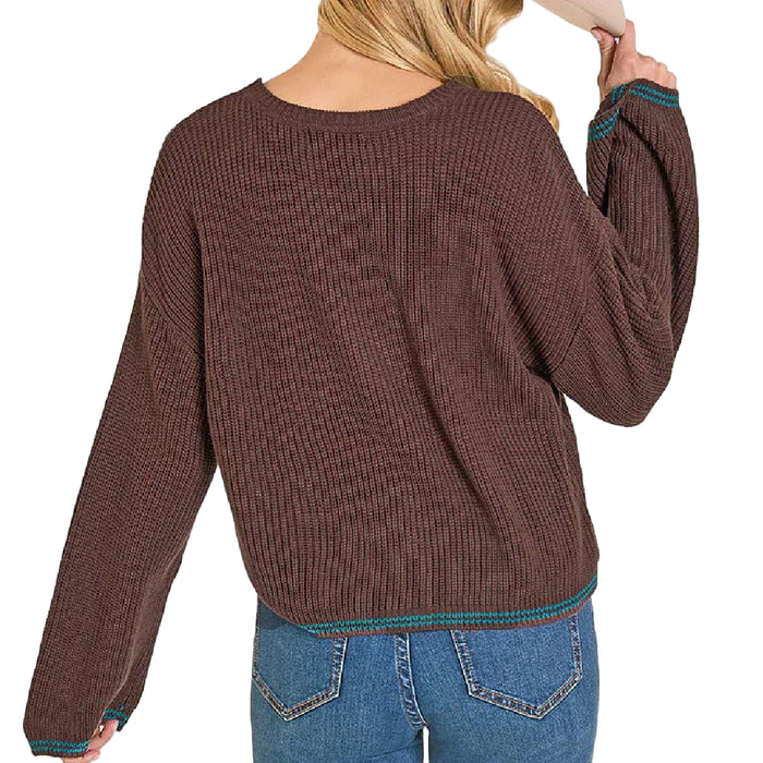 Rock & Roll Denim Women's Howdy Chocolate Sweater