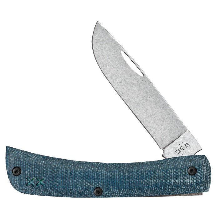 Case Blue Denim Canvas Laminate w/White G-10 XR Sod Buster Jr.