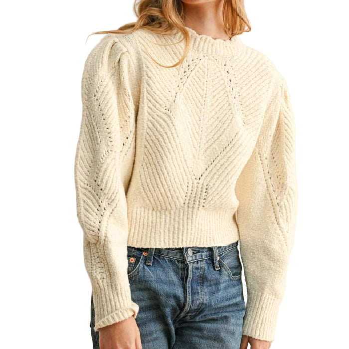 Beige Puff Sleeve Sweater