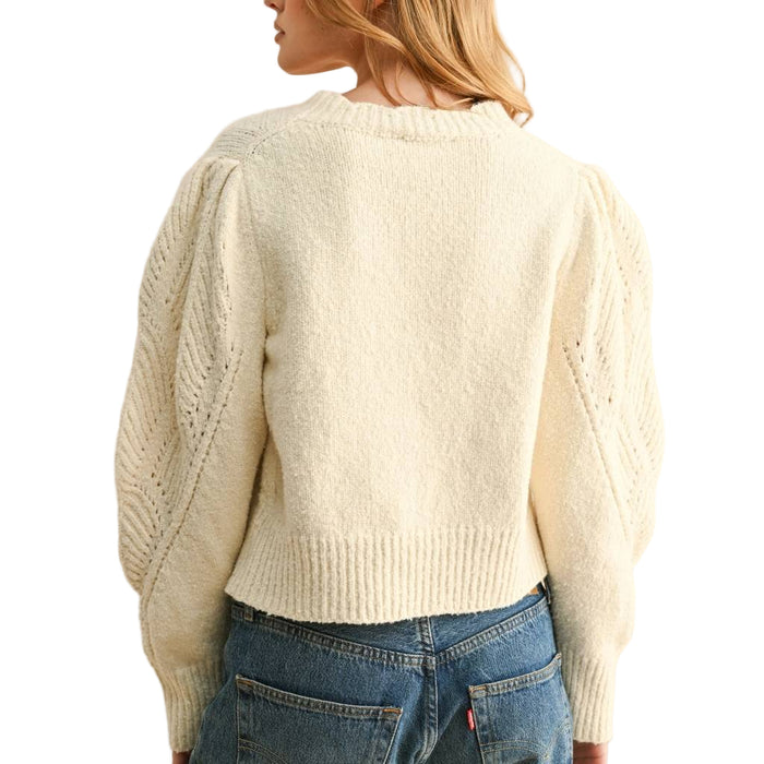 Beige Puff Sleeve Sweater