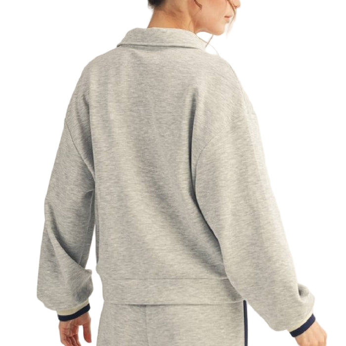 1/4 Zip Colorblock Stripe Trim Pullover