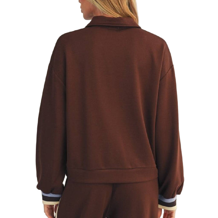 1/4 Zip Colorblock Stripe Trim Pullover