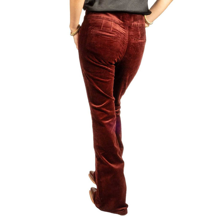 Rock & Roll Denim Women's Wine Corduroy Button Flare Jean