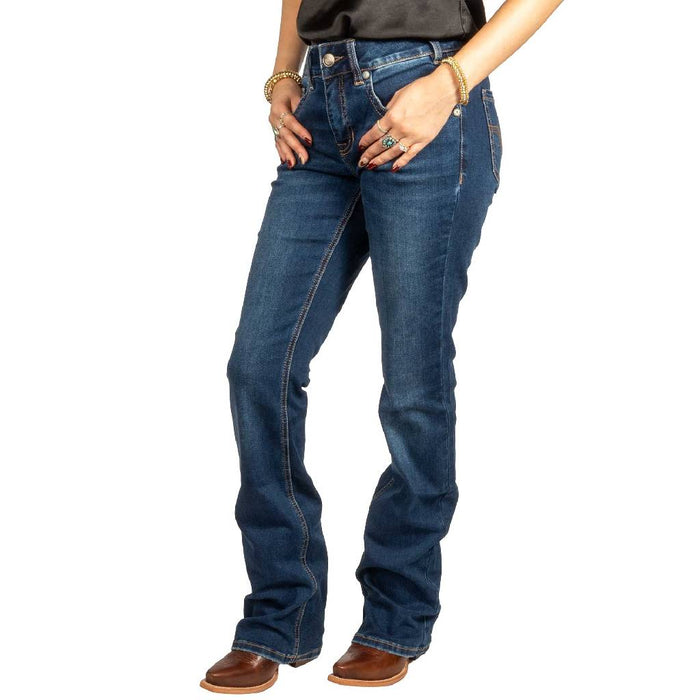 Rock & Roll Denim Women's Mid Rise Signature Pocket Bootcut Jean