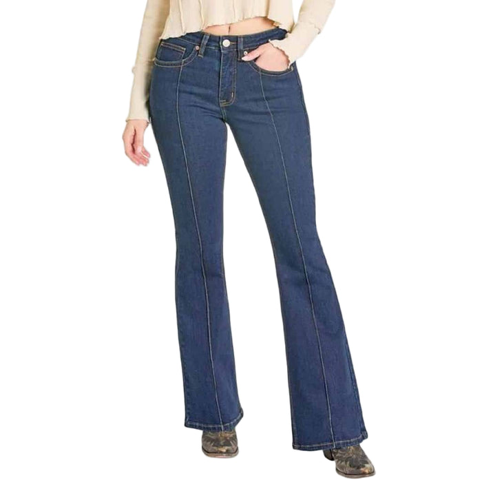 Rock & Roll Denim Women's Pin Tuck Flare Jean