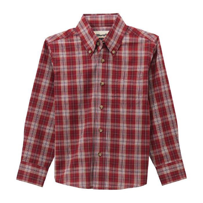 Wrangler Boy's Riata Classic Fit Plaid Button Down Shirt