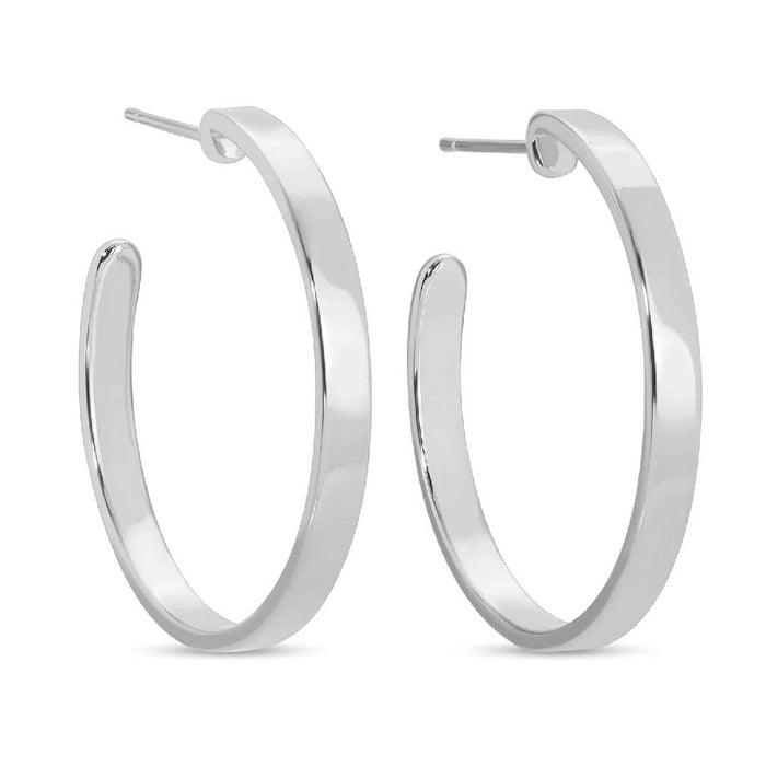 Flat Silver Hoops
